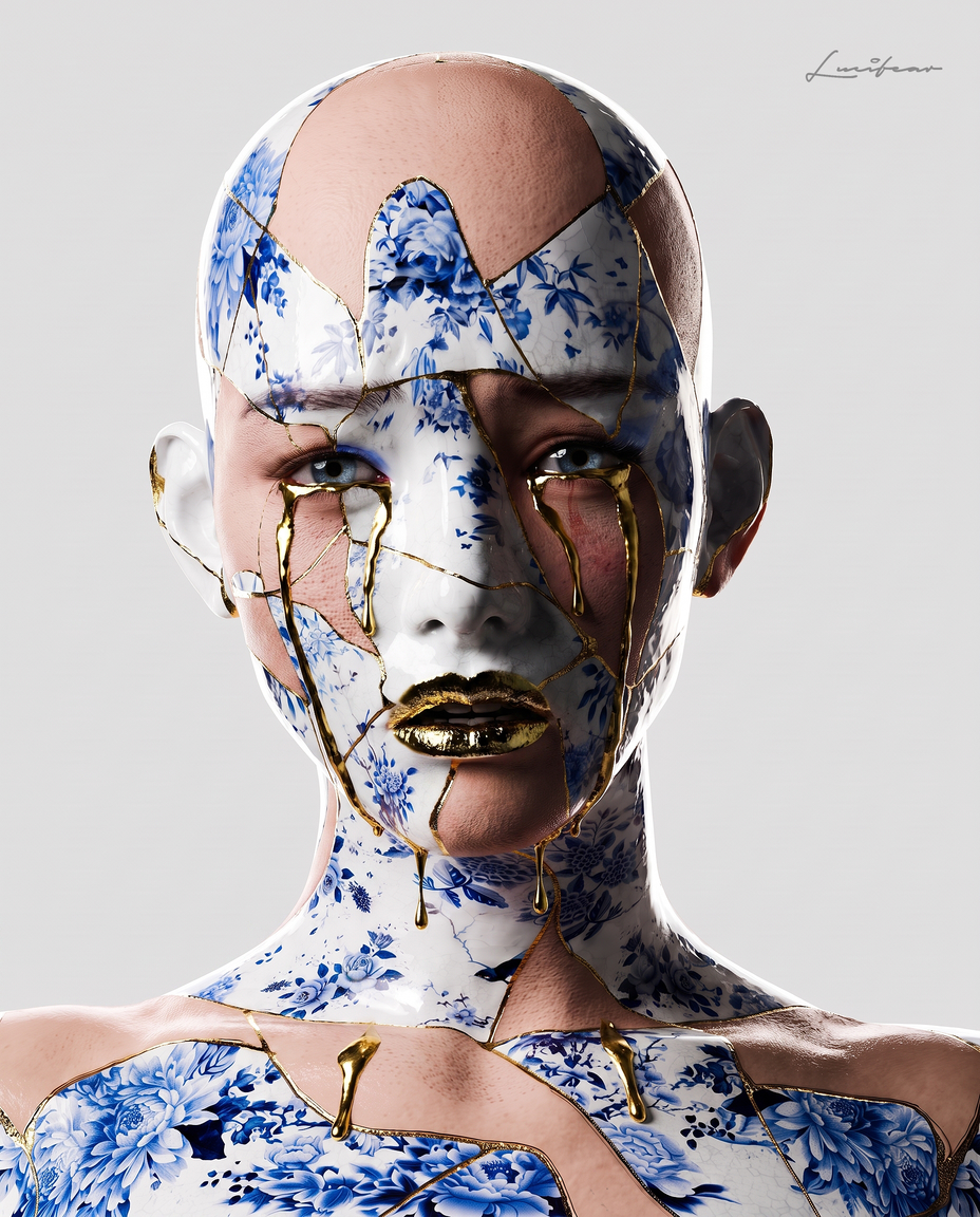 Kintsugi — original 3D artwork by Lucifear